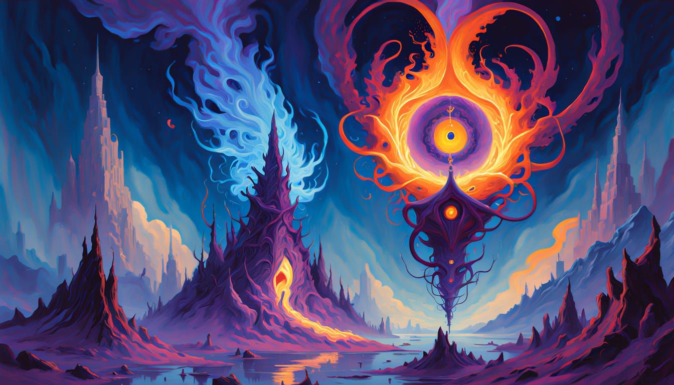 Kabbalistic Emanation as Surrealist Oil Painting