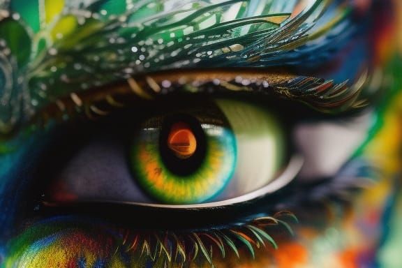 Colorful Animal at Underworld Gates: Mixed Media Art