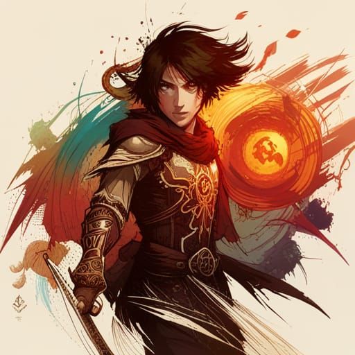 Prince of Persia Digital Painting with Golden Outlines
