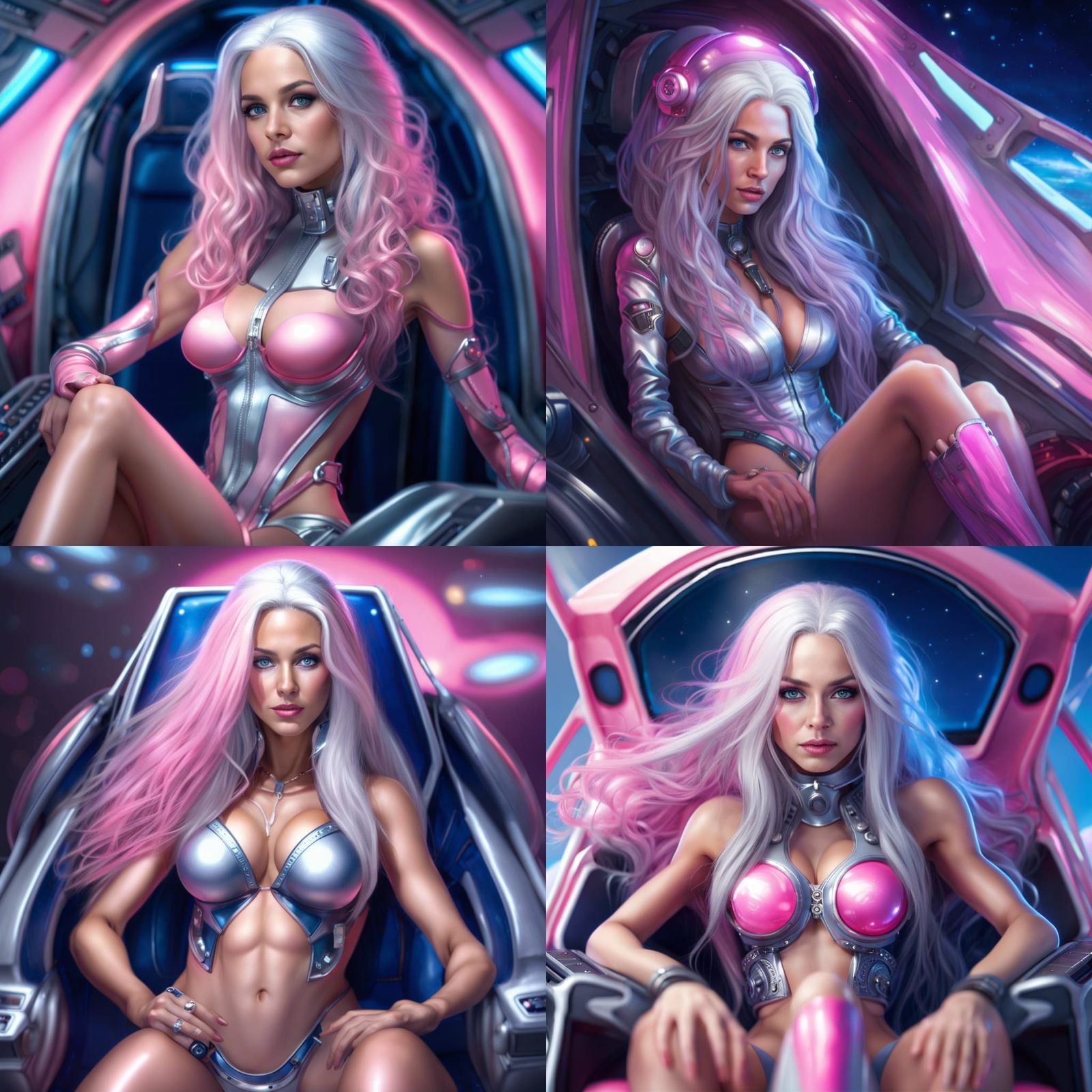Woman in Space Bikini Outfit, Detailed Digital Art