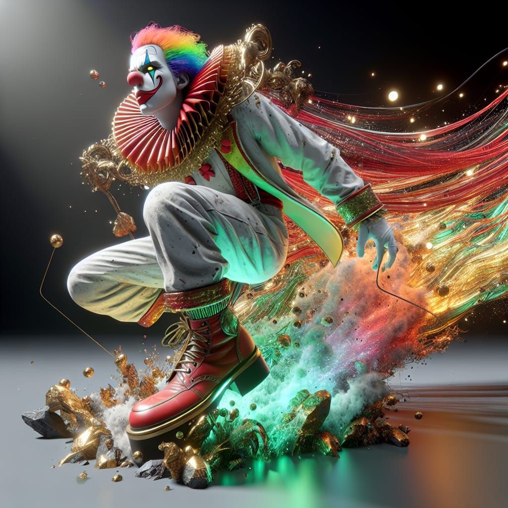 Vivid 3D Circus Clown in Videogame Style