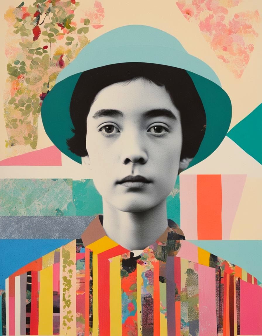 Whimsical Collage Portrait in Jimmy Turrell Style
