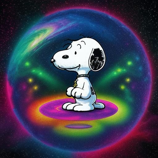Cosmic Snoopy: Holographic Astral Illustration