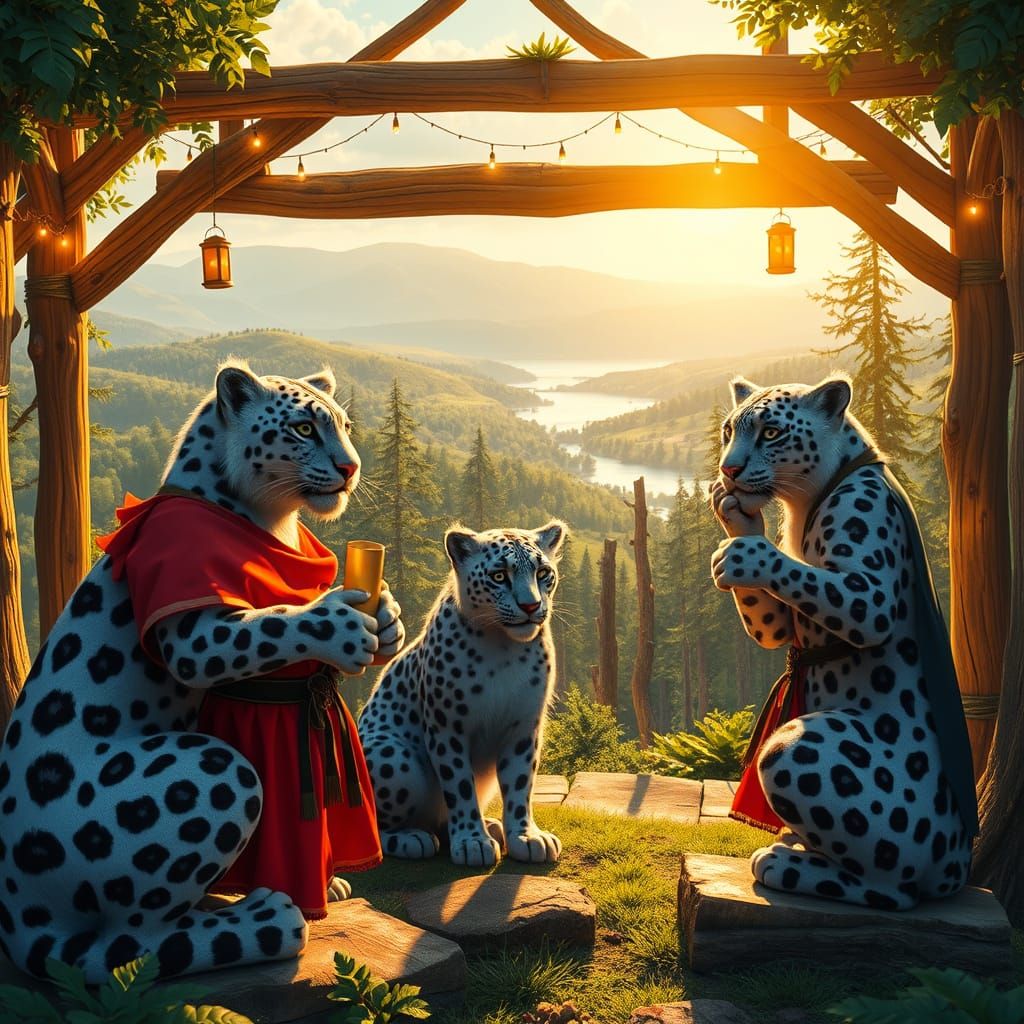 Whimsical Snow Leopards Build Shakespearean Theater at Encha...