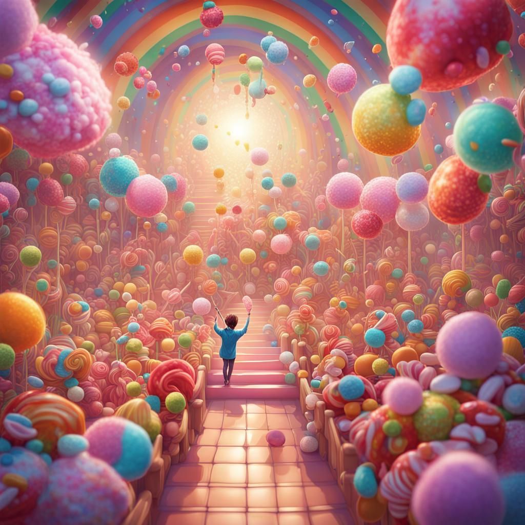 Child's Arrival in Heaven: Candyland Digital Illustration