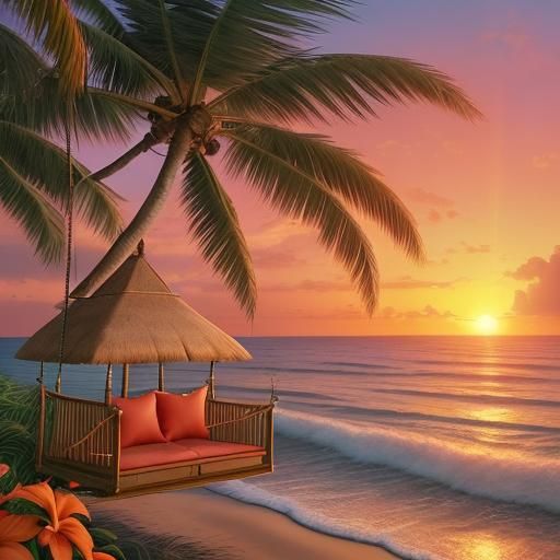 Tropical Treehouse at Sunset