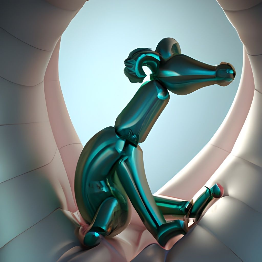 Goofy balloon dog in balloon doghouse