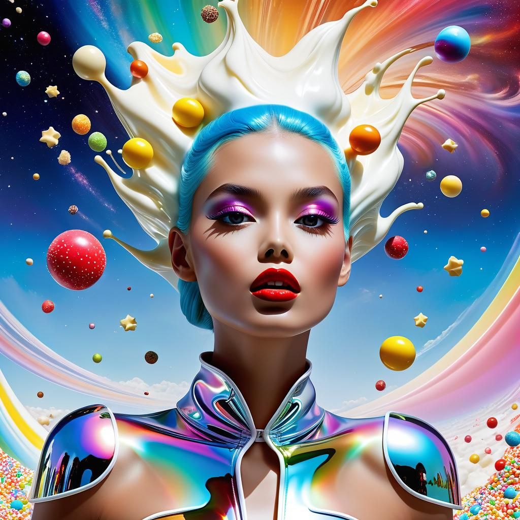Candy Galaxy Girl: Hyperrealistic Digital Illustration