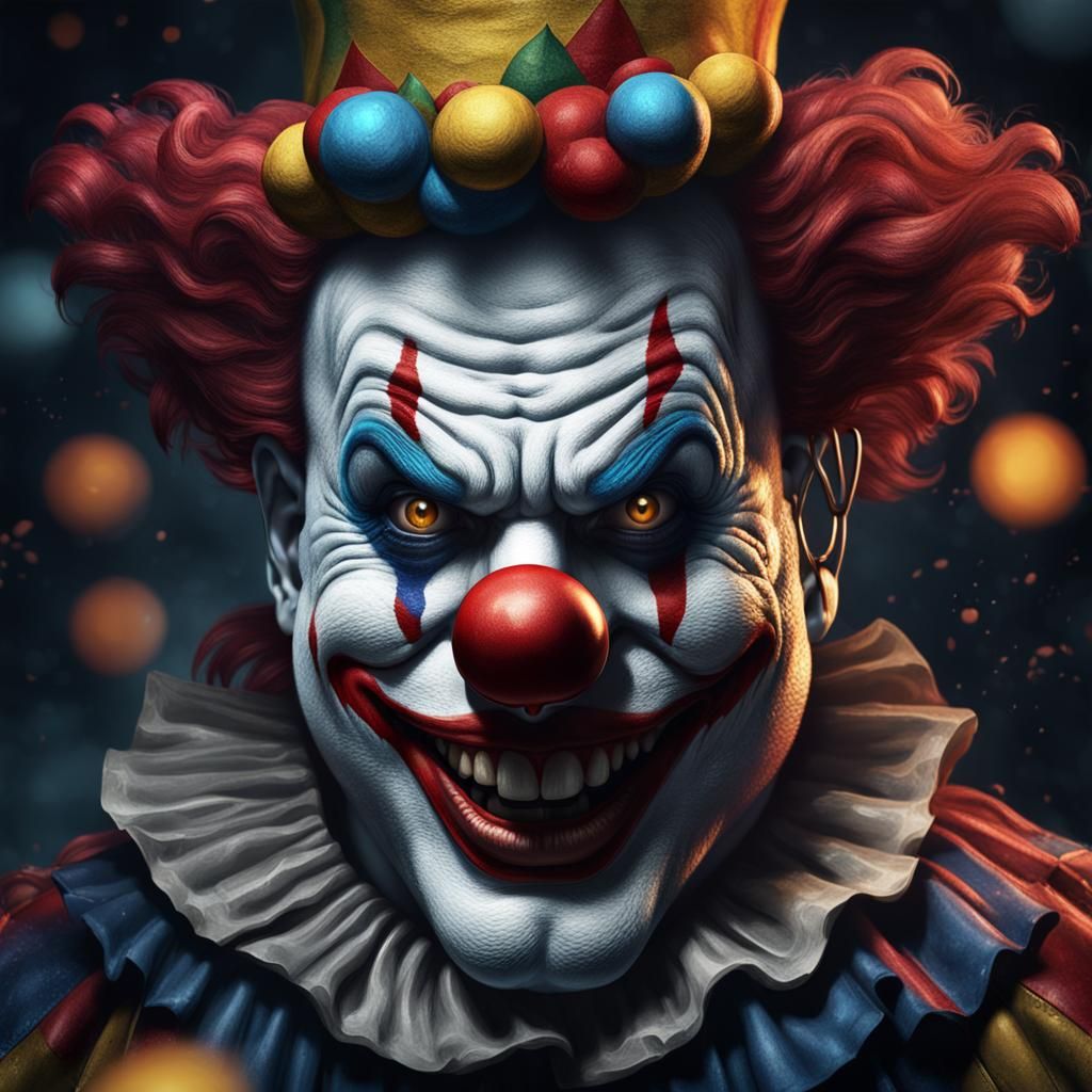 Detailed Matte Painting of a Scary Clown