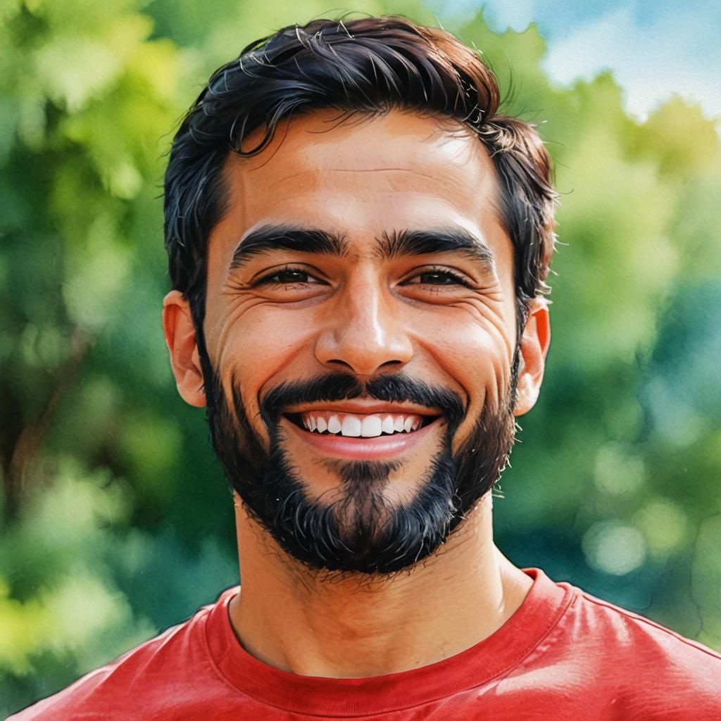 Handsome Man with Beard in Alcohol Ink Style