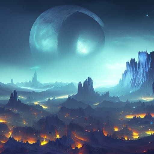 Fantastical Night Sky in Detailed Matte Painting