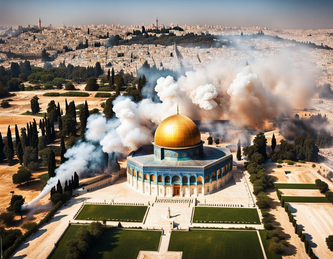 Peaceful Palestine: Al-Aqsa Mosque in Surreal Landscape