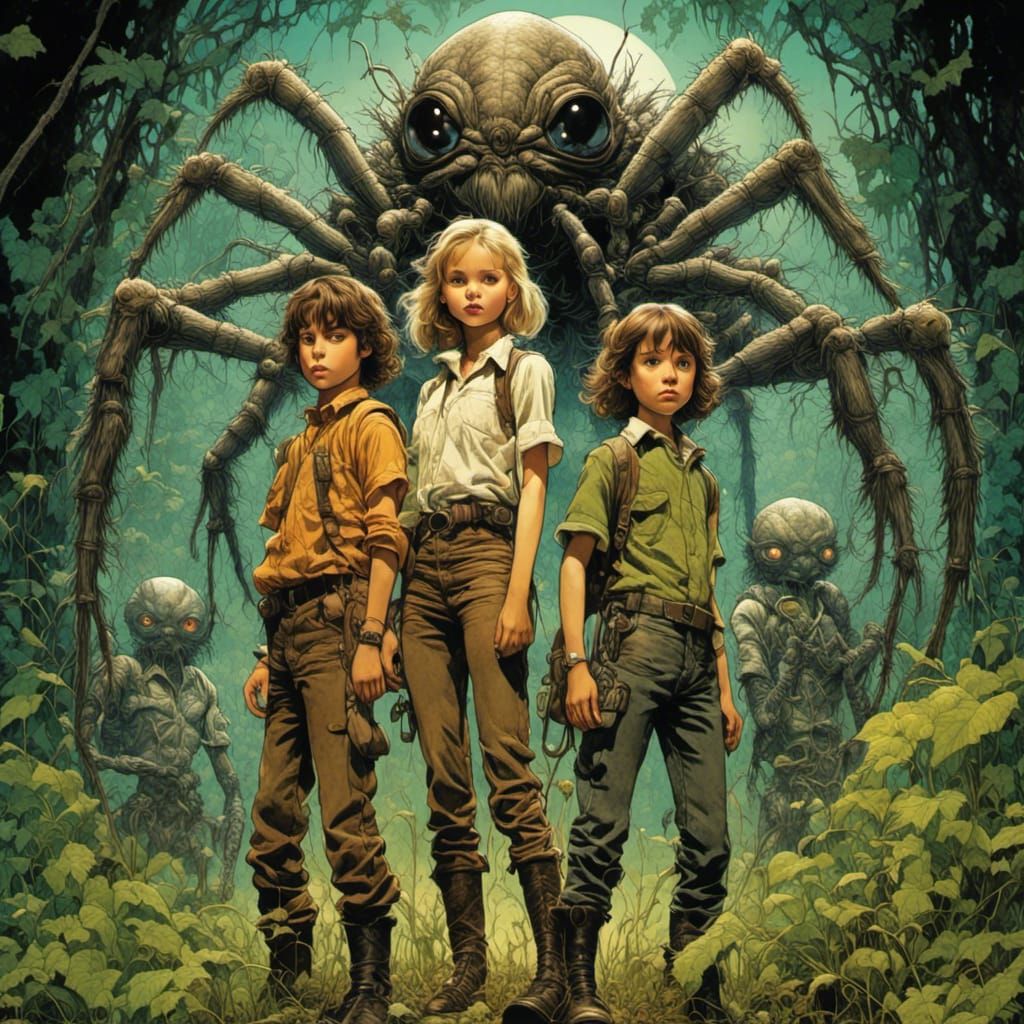 Teenagers Face Giant Insects in Comic Art Style