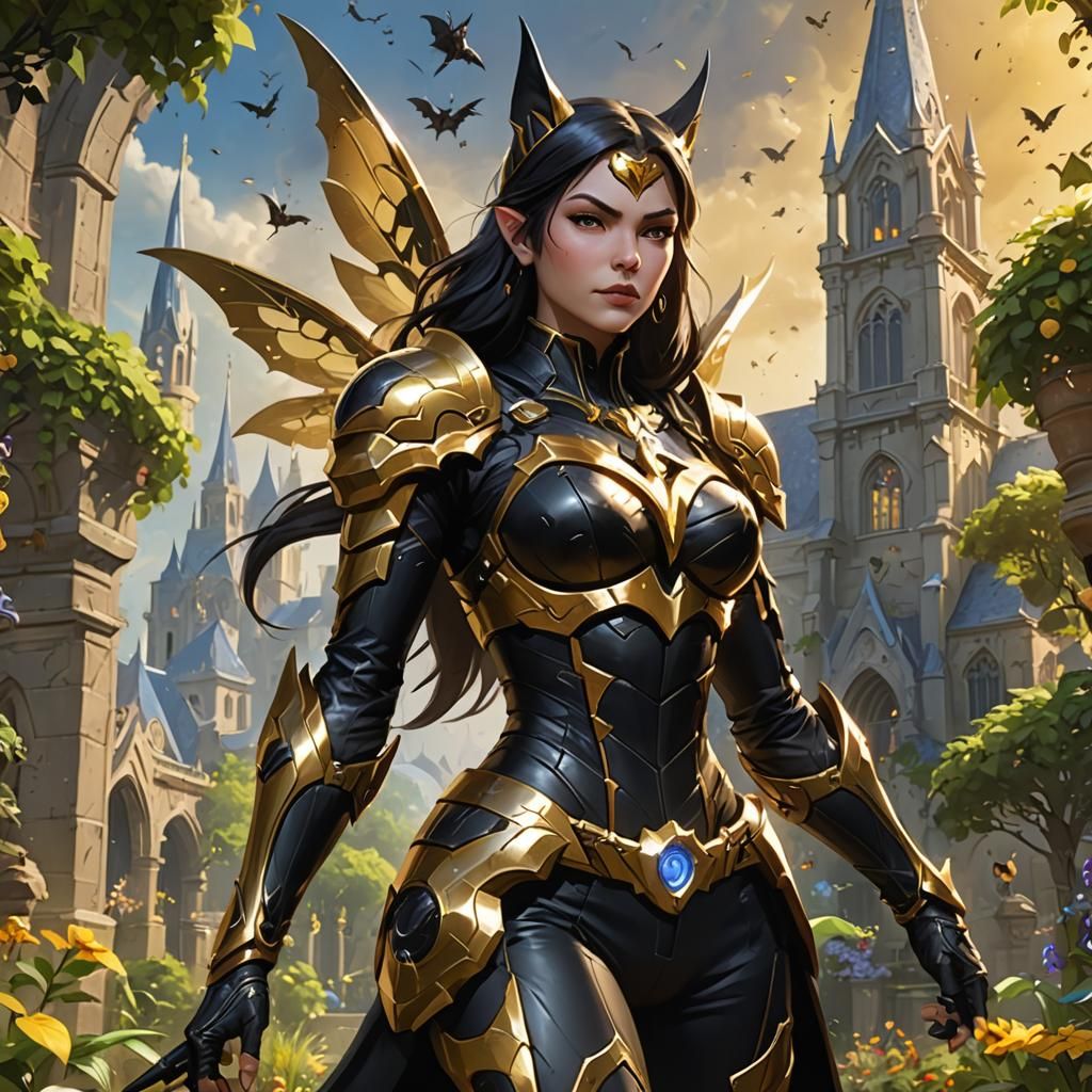 Fantasy Woman in Garden, Comic Book Style