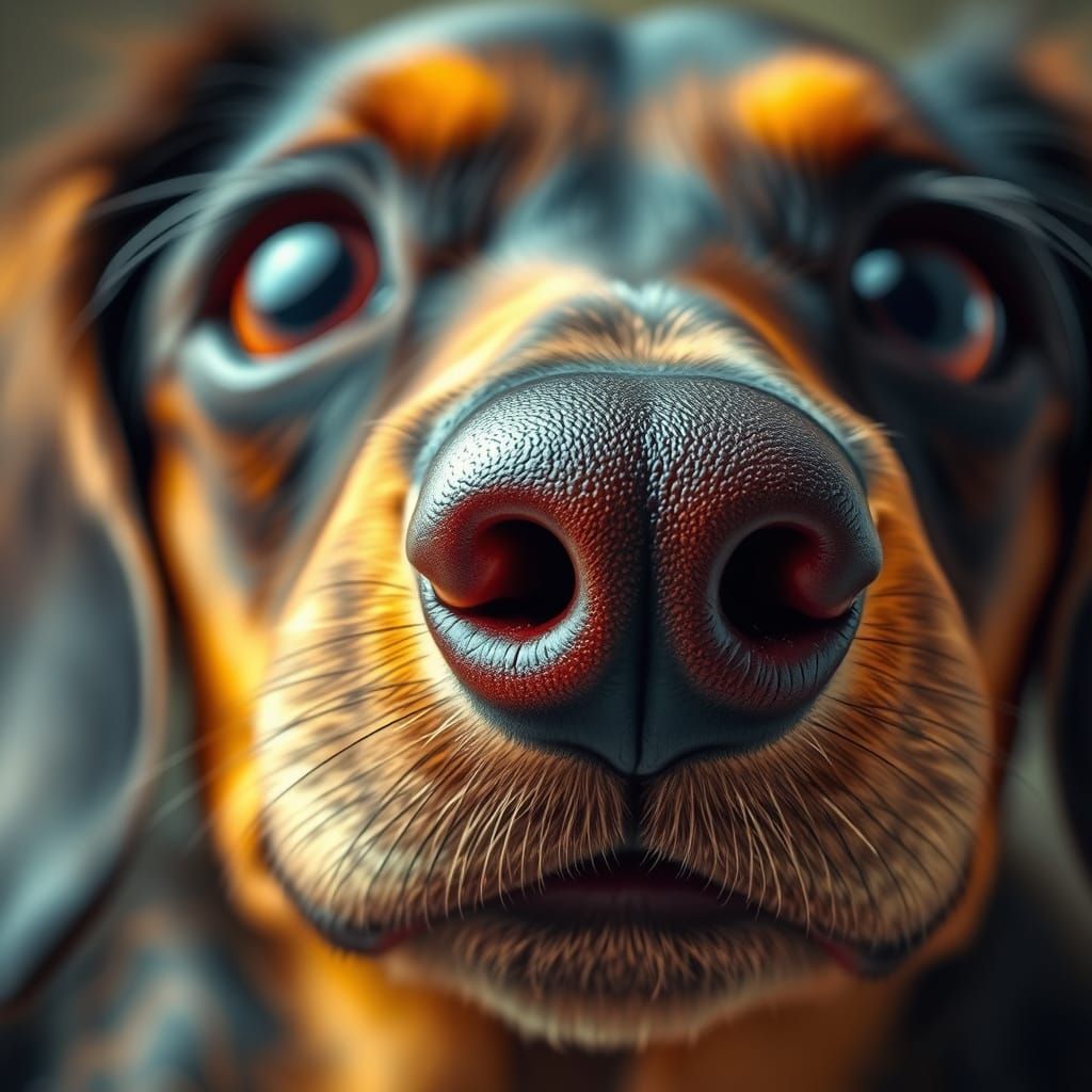 Dachshund Macro: Hyper-Detailed Realism in Digital Art