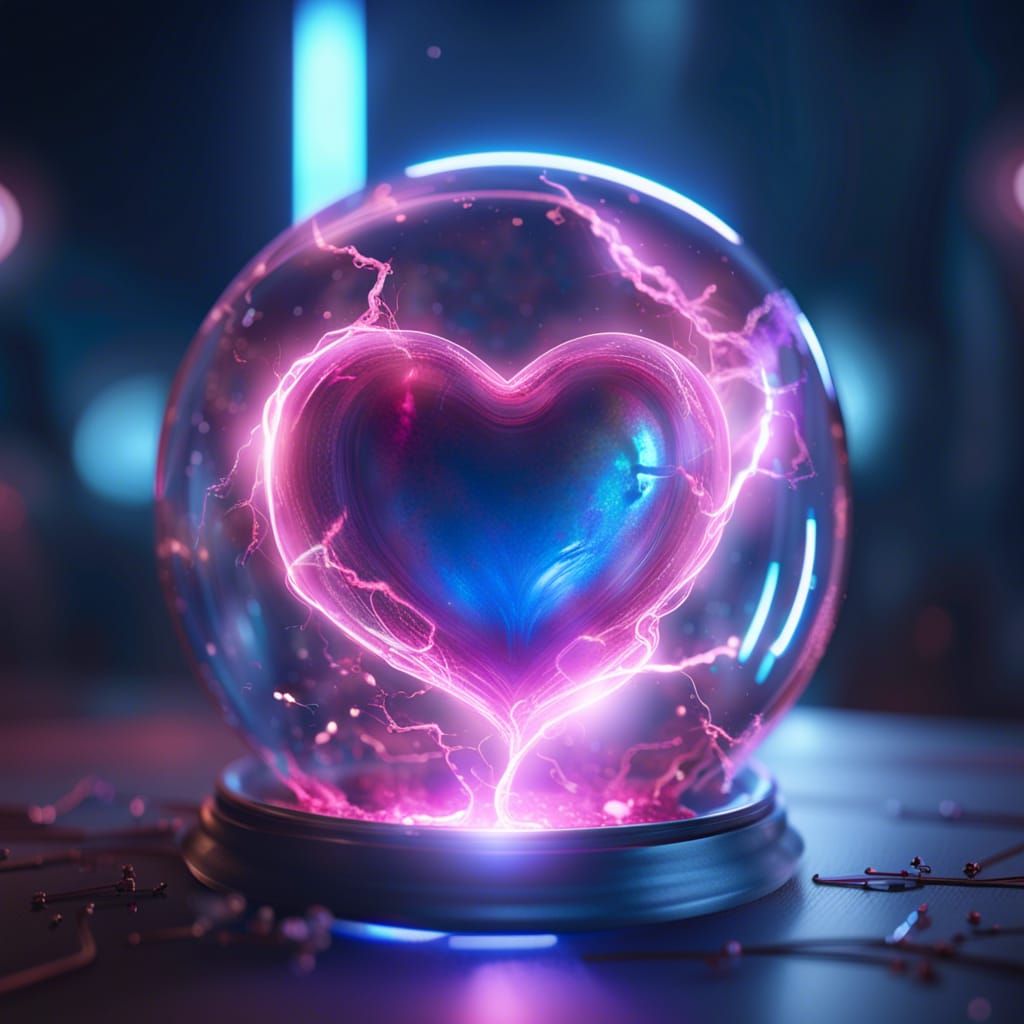 Glass Sphere with Heart in a 3D Cinematic Style