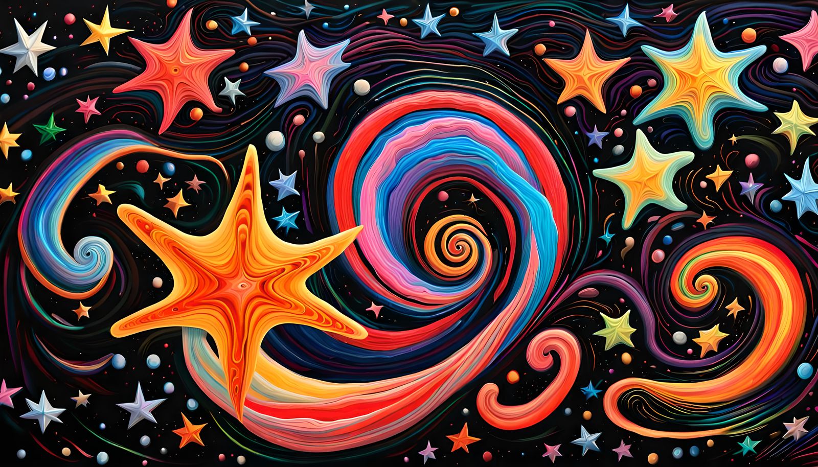 Vivid Impasto Painting of Newborn Stars in Plasma Maelstrom