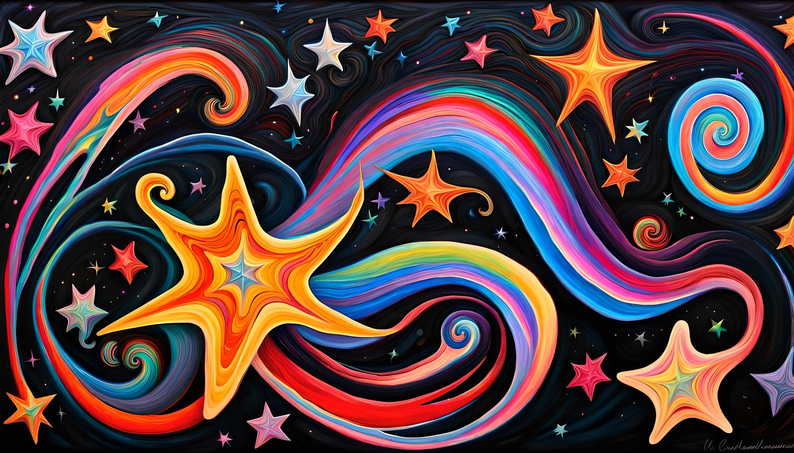 Vivid Impasto Painting: Electromagnetic Star Formation
