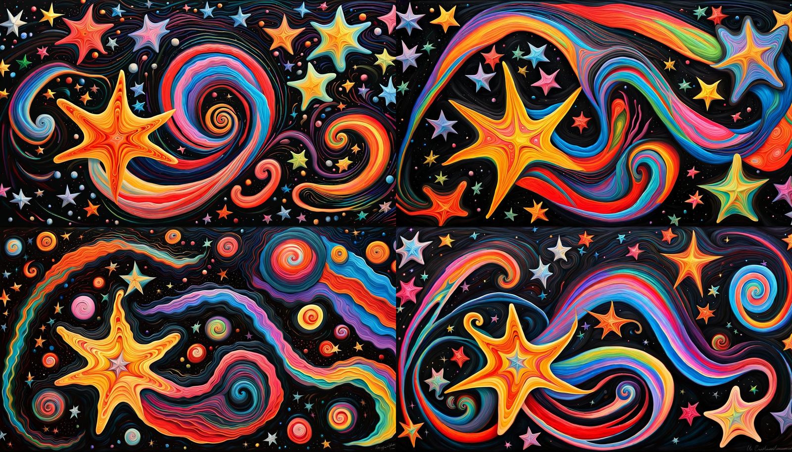 Vivid Impasto Painting of Newborn Stars in Electromagnetic F...