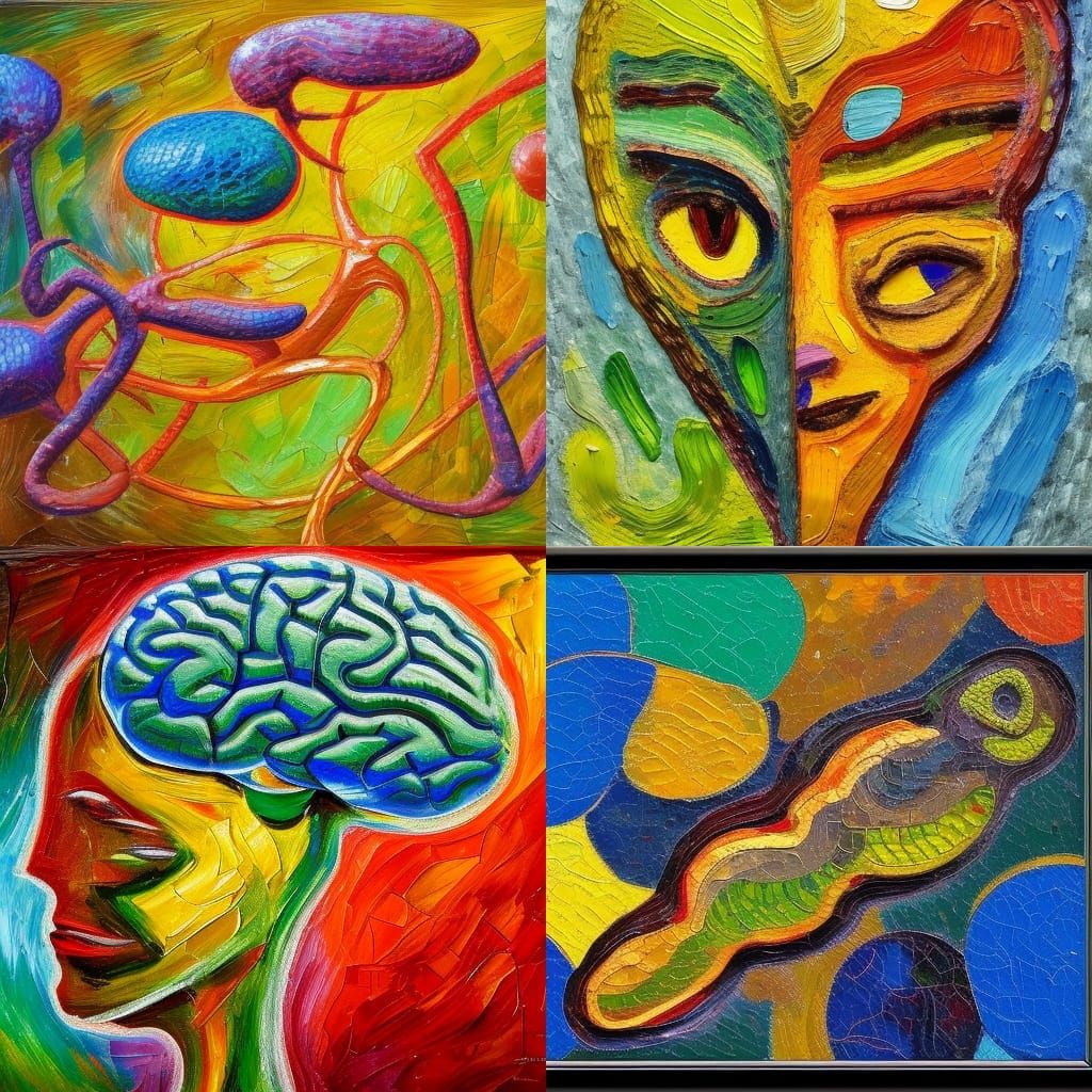 Colorful Brain Anatomy in Expressionist Oil Painting