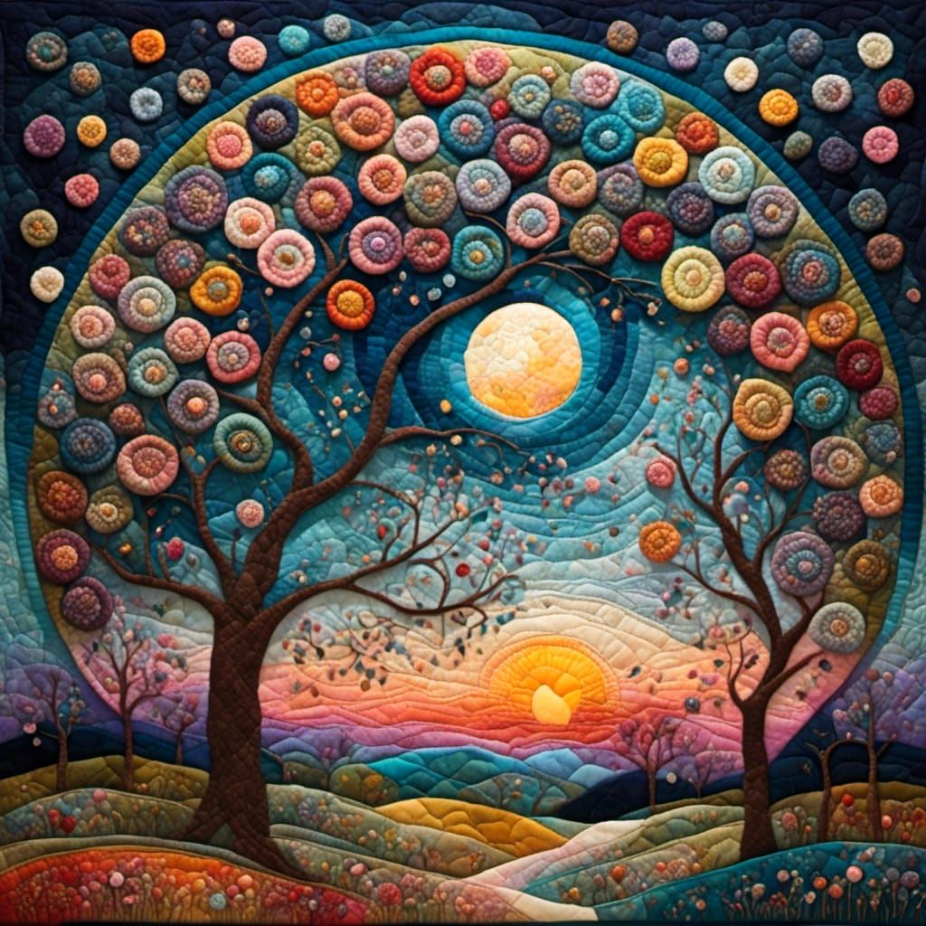 Detailed Quilted Fabric Texture in Textile Art Style