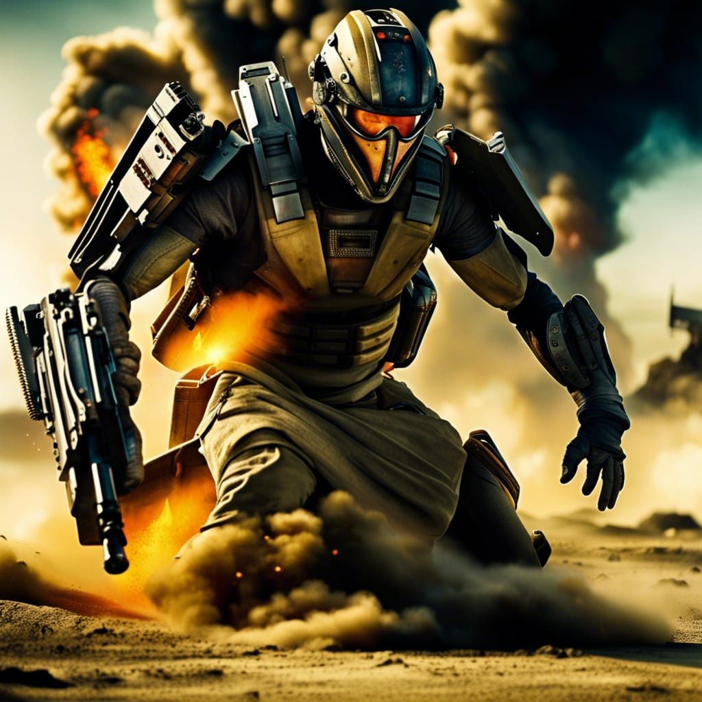 Epic Battle Scene in Action Movie Style