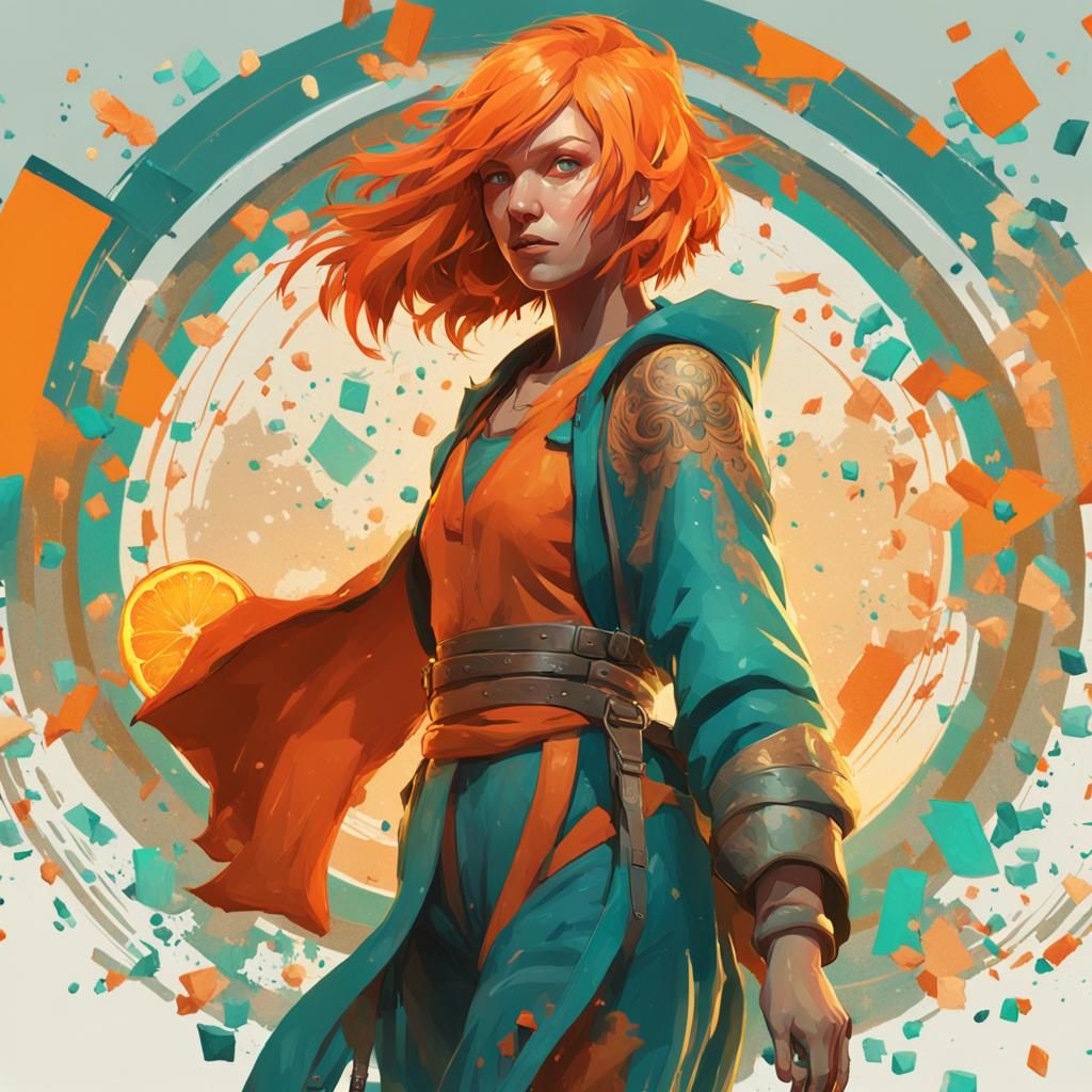 Woman with Orange Bob in Hyperdetailed Lighting