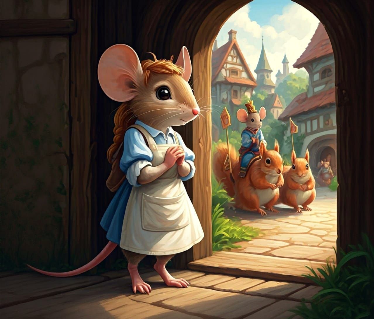 Mouse Prince Arrives: A Fantasy Oil Painting
