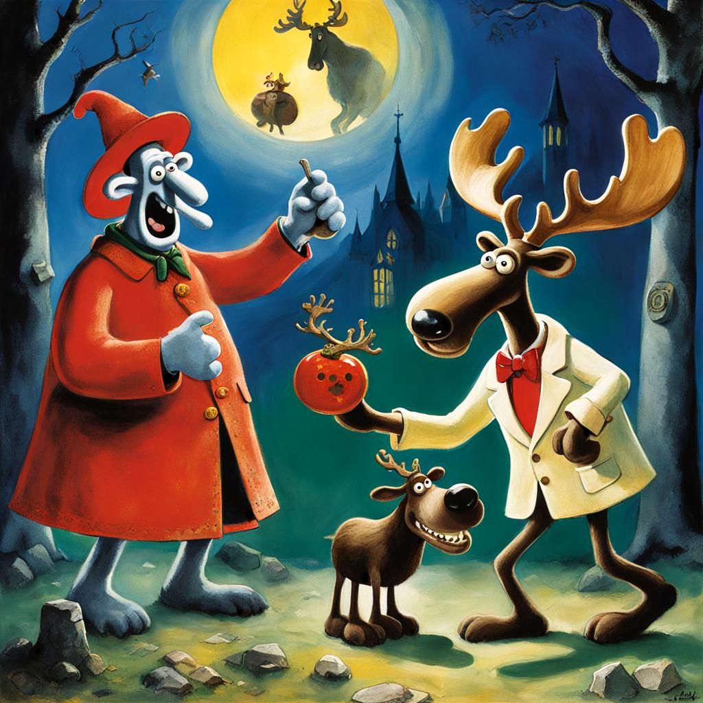 Wallace and Gromit Hunt Vampire Moose: Renaissance Surrealis...
