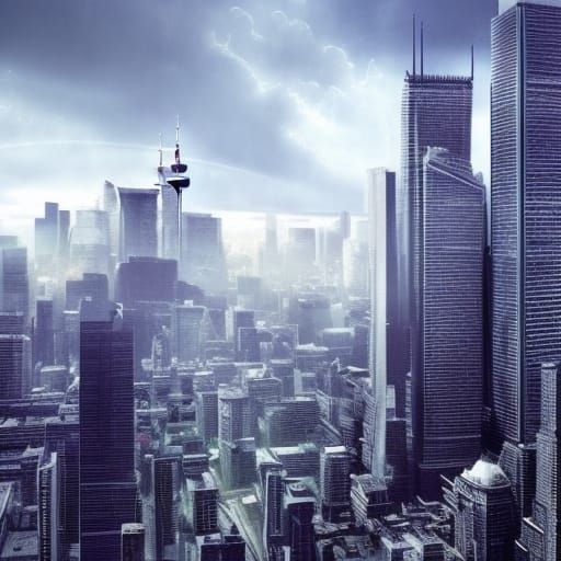 Dramatic Toronto Cityscape Digital Matte Painting