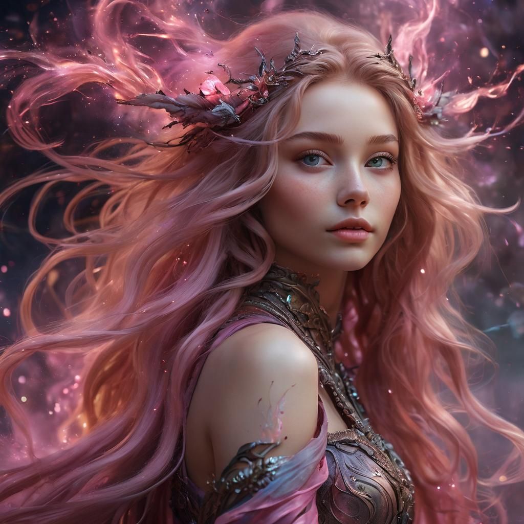 Dreamlike Goddess with Bioluminescent Glow, Photorealistic A...