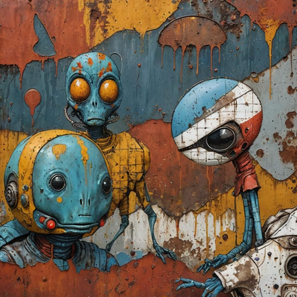 Bizarre Space Beings Discuss Urban Ruin in a Bleak, Grungy L...