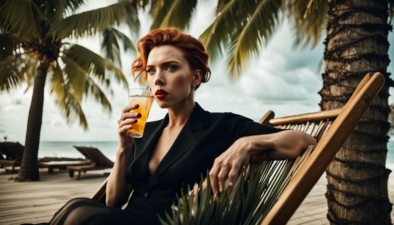 Black Widow on Tropical Vacation Portrait