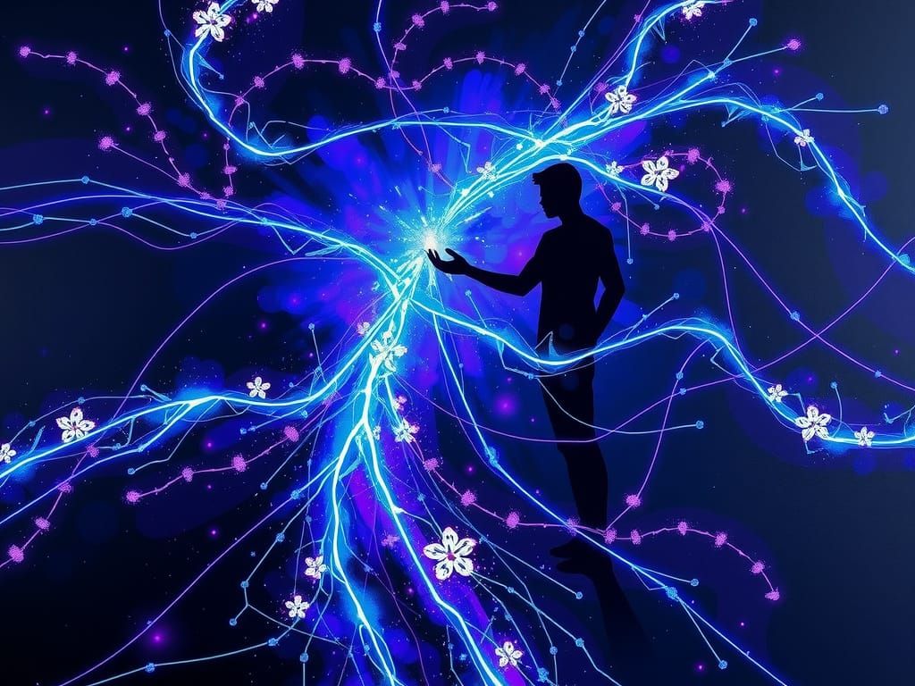 Mysterious Figure Commands Violet Energy Streams