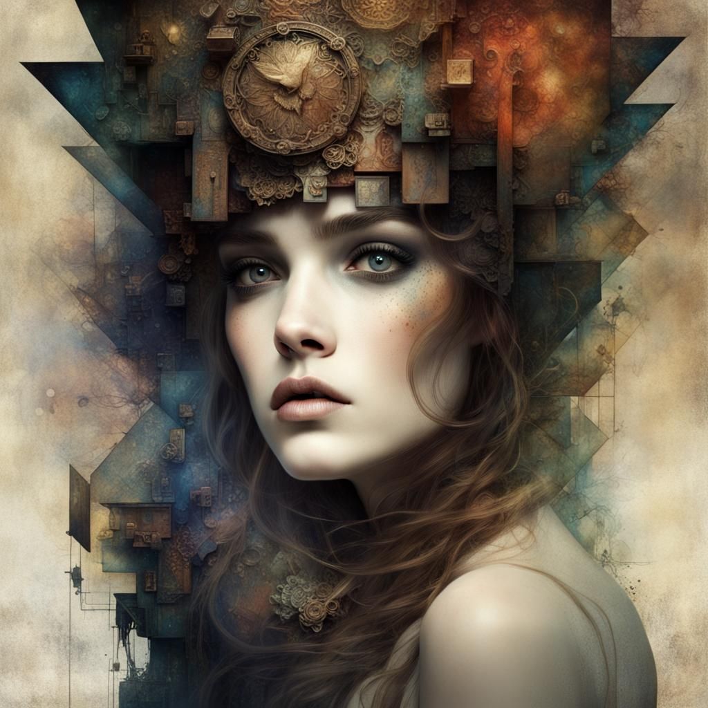 Fantastical Matte Painting in Cubist Style