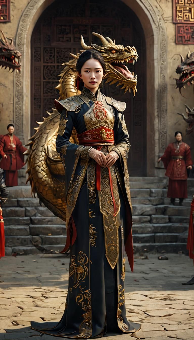 Chinese Woman and Dragon in Game of Thrones Style
