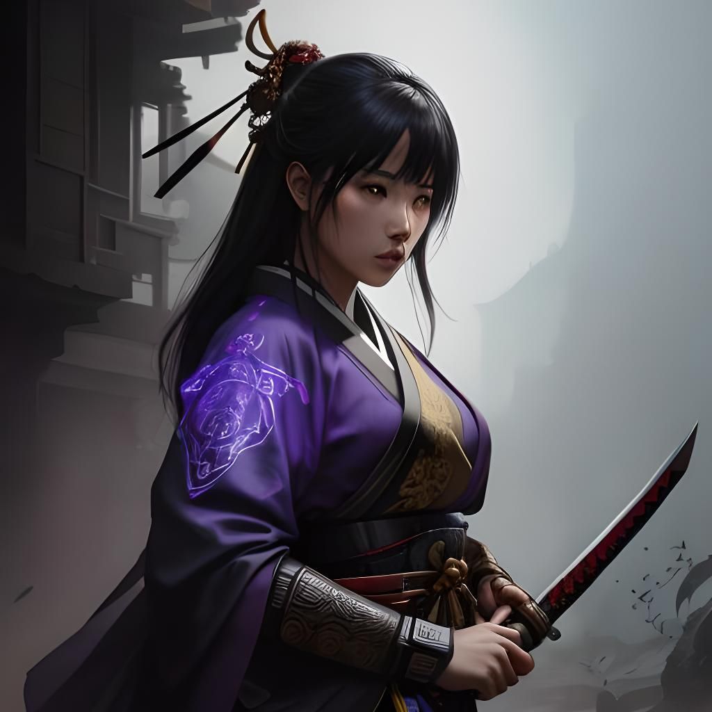 Futuristic Samurai Warrior in En Guarde Position