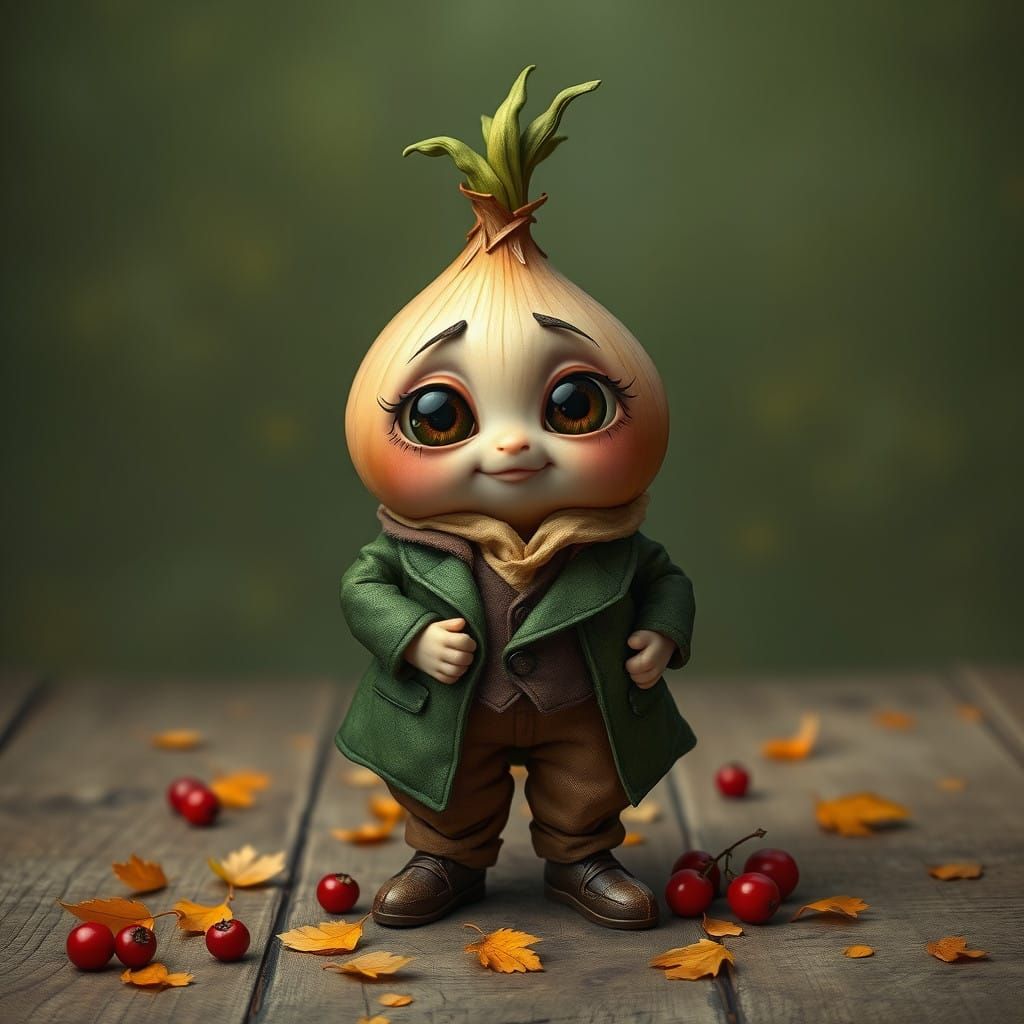 Whimsical Onion Gentleman in Autumn Attire