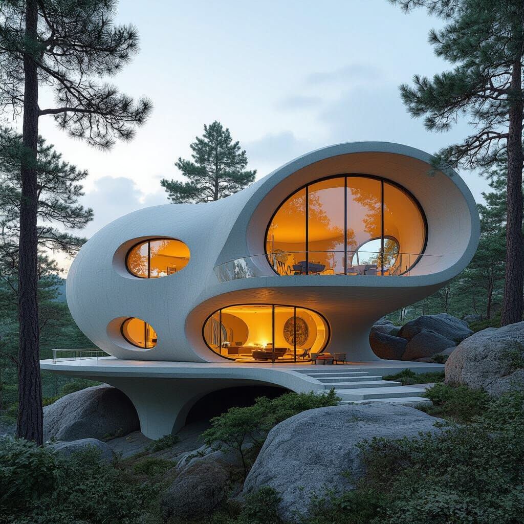 Futuristic Shell House Inspired by Syd Mead and Ando