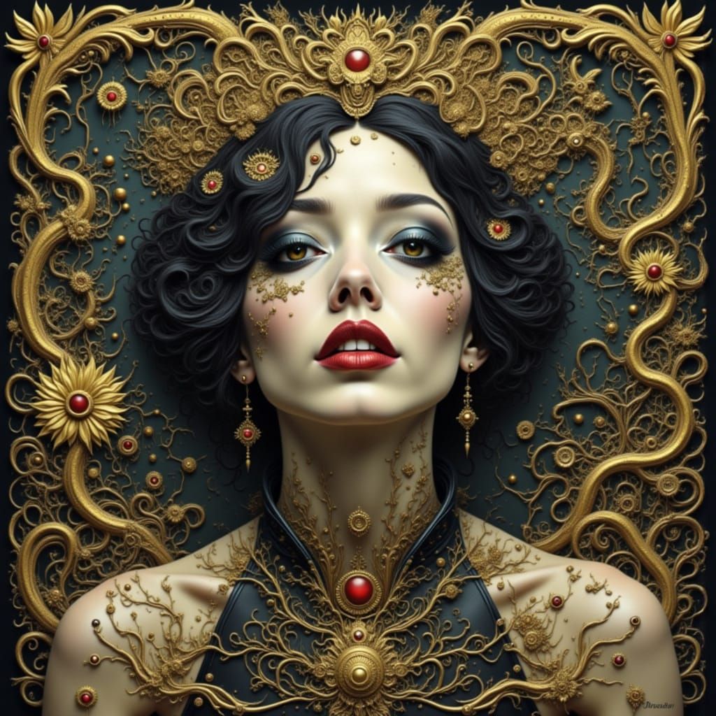 Abstract Floral Noir Fluid Design