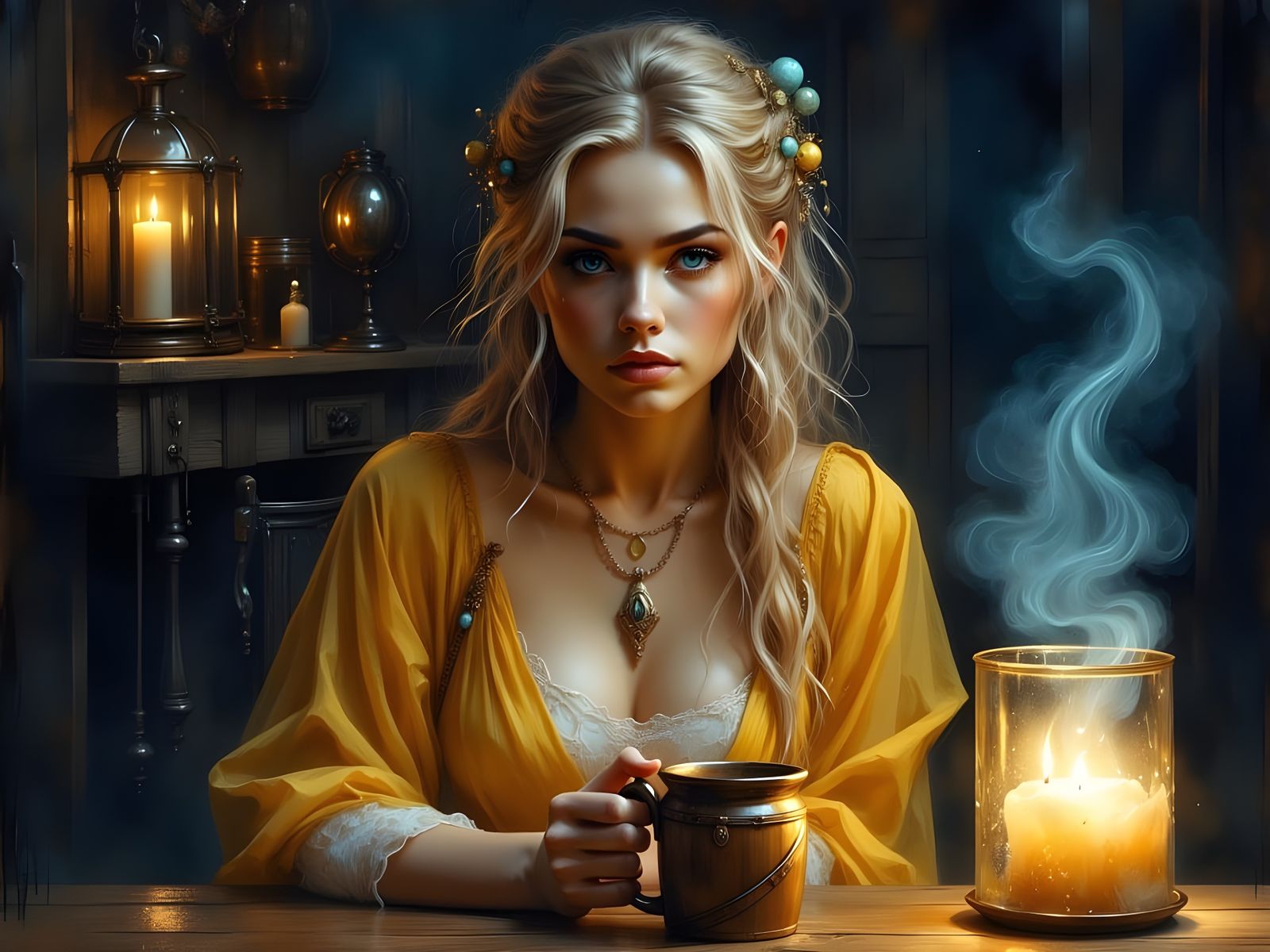 Norse Goddess in a Smoky Tavern