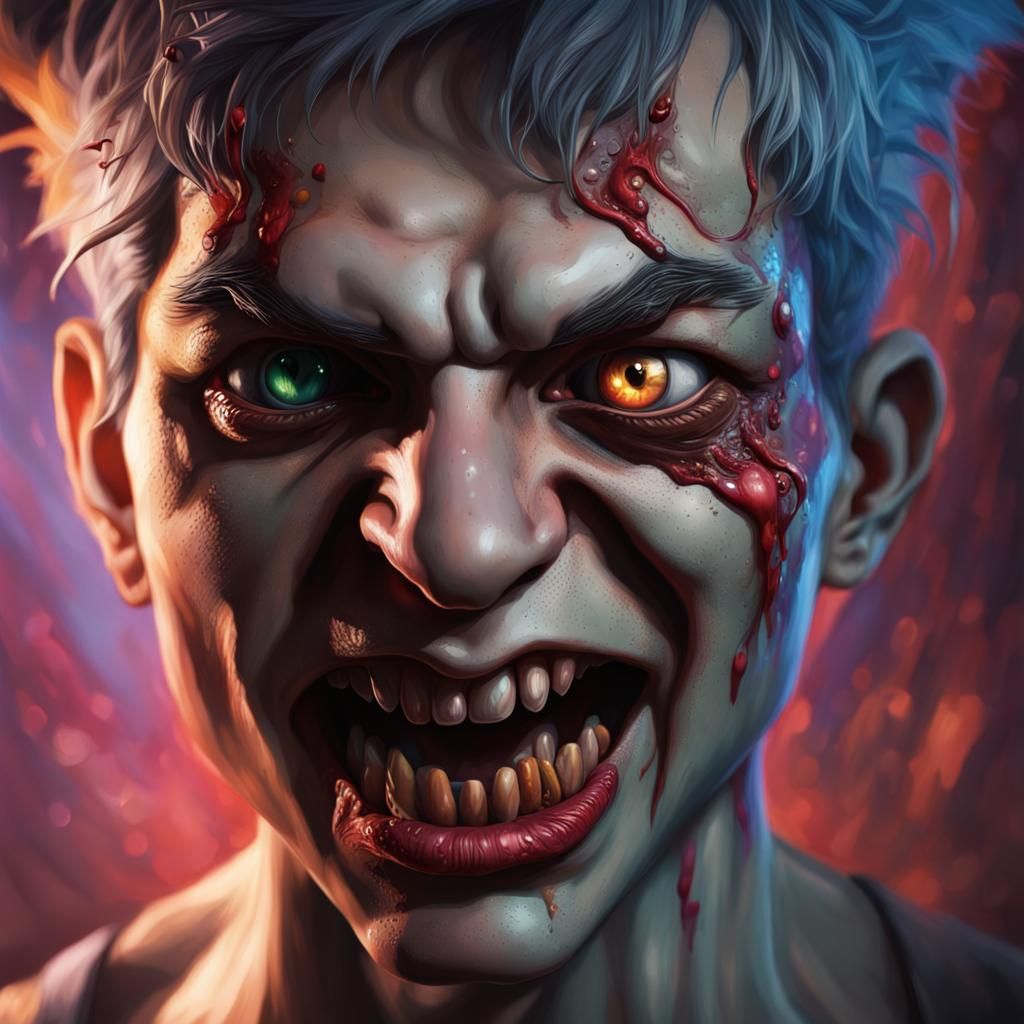 Demonic Portrait in Hyperrealistic Splash Art Style