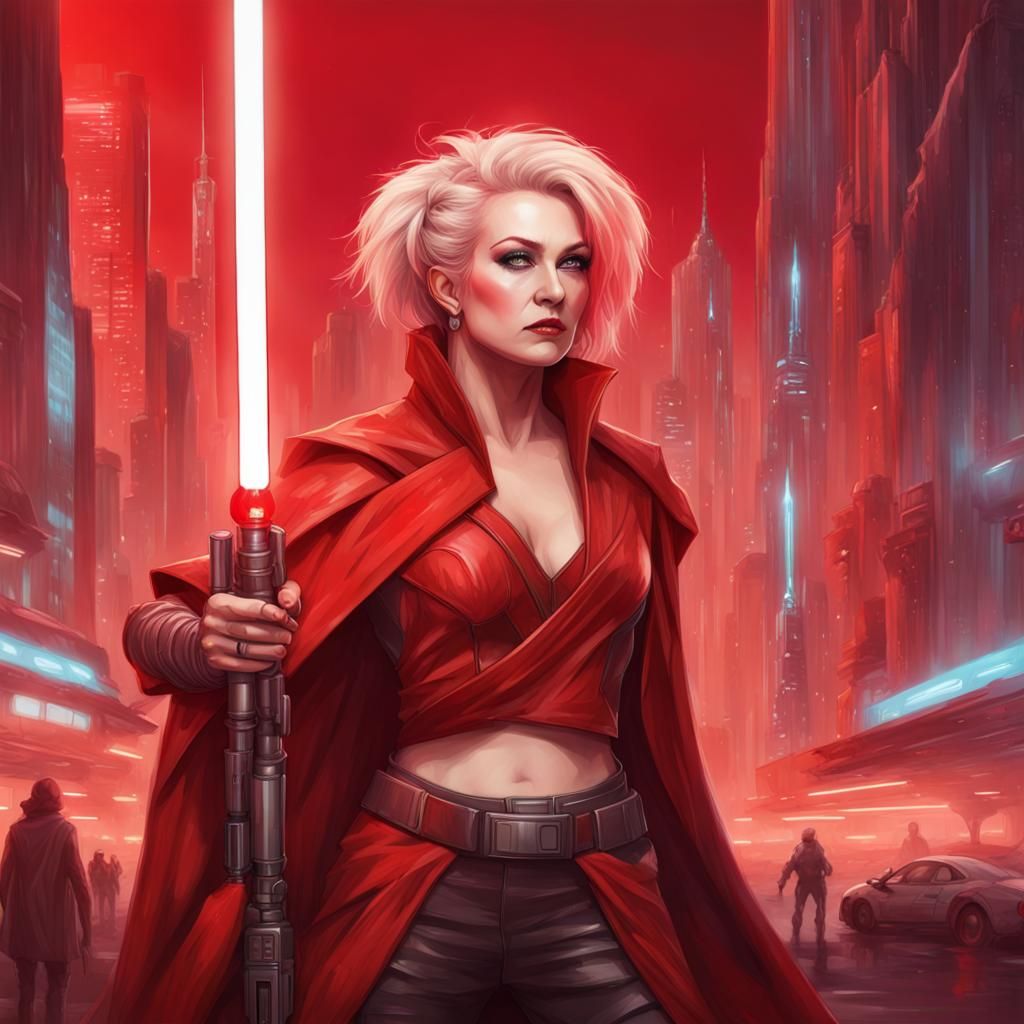 Cyndi Lauper as Jedi Knight in Futuristic City