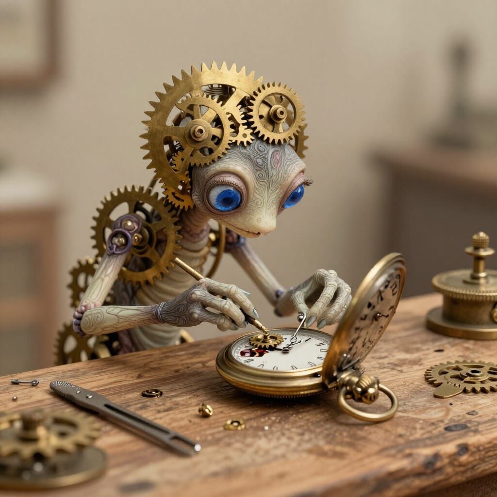 Clockwork Creature Reassembling Pocket Watch in Art Nouveau ...
