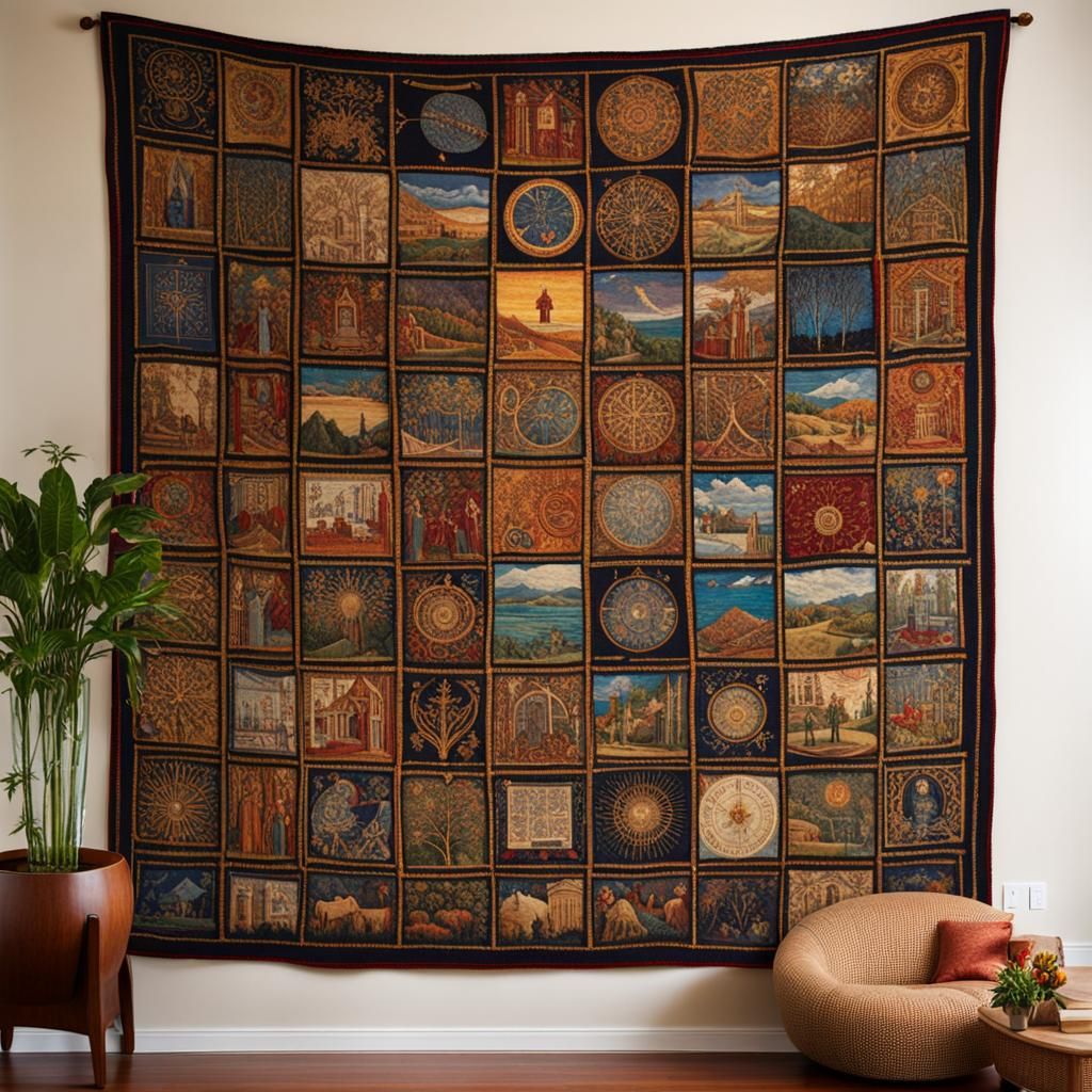 Tapestry of Tarot Cards Symbolizing Life's Journey