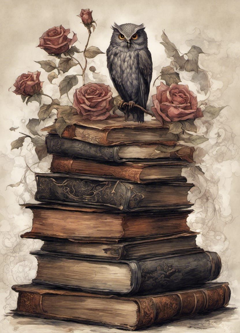 Spooky Halloween Book Stack in Watercolor Clipart Style