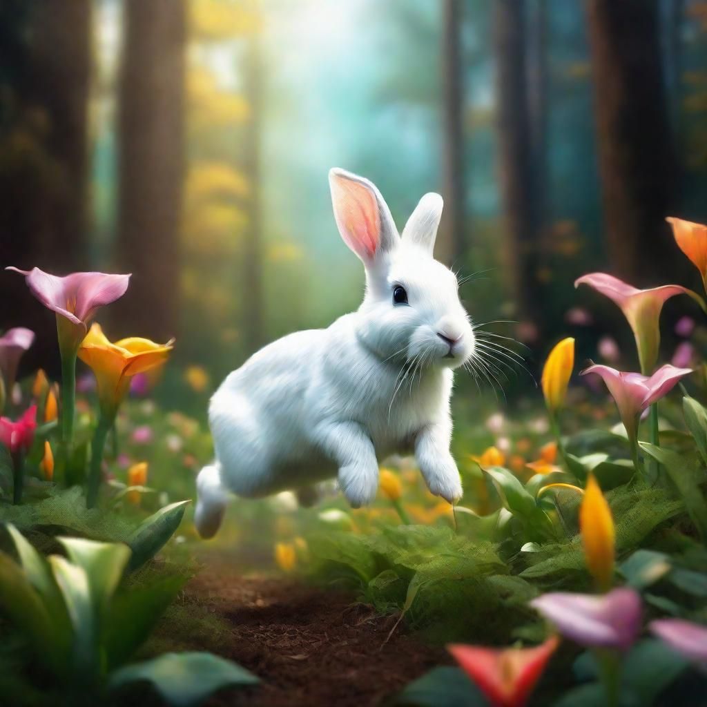Bunny Hops Toward Lilies: Digital Matte Painting
