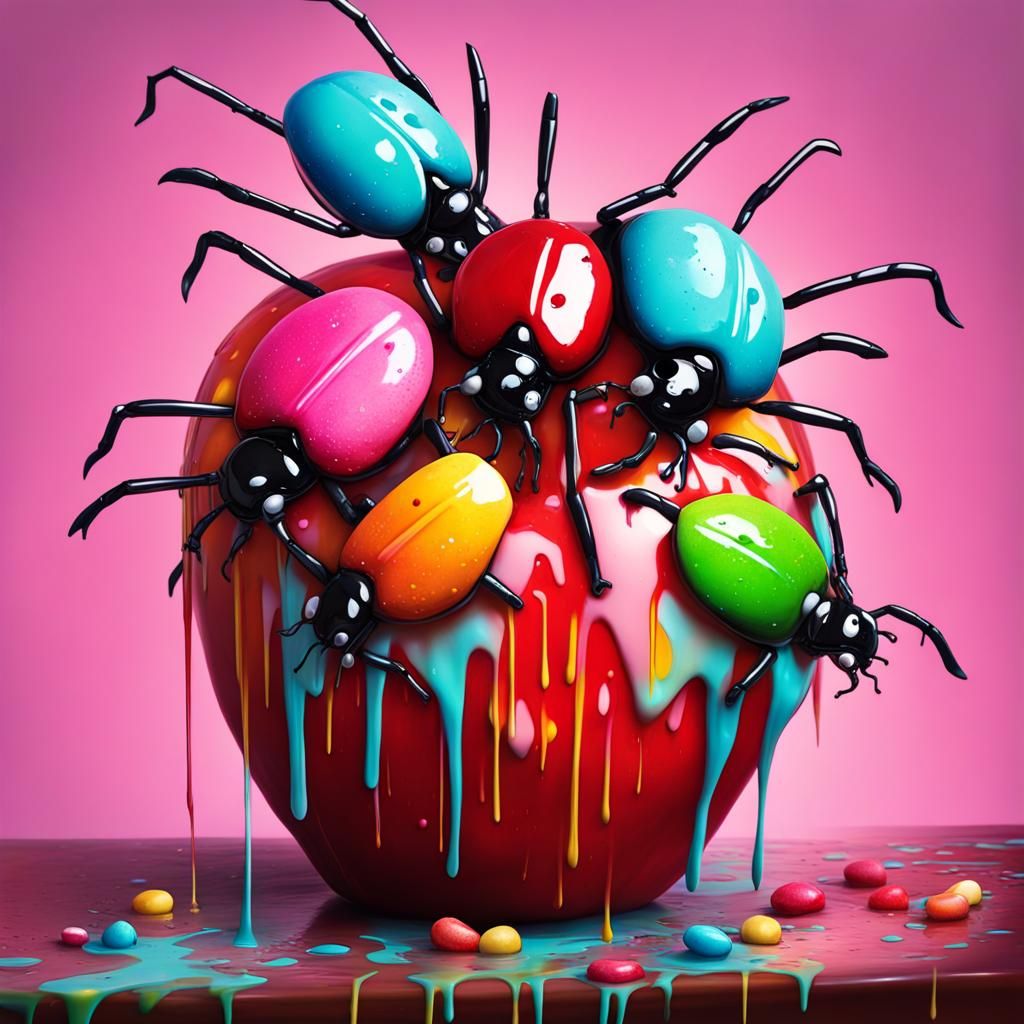 Candy Apple with Bugs in Graffiti Art