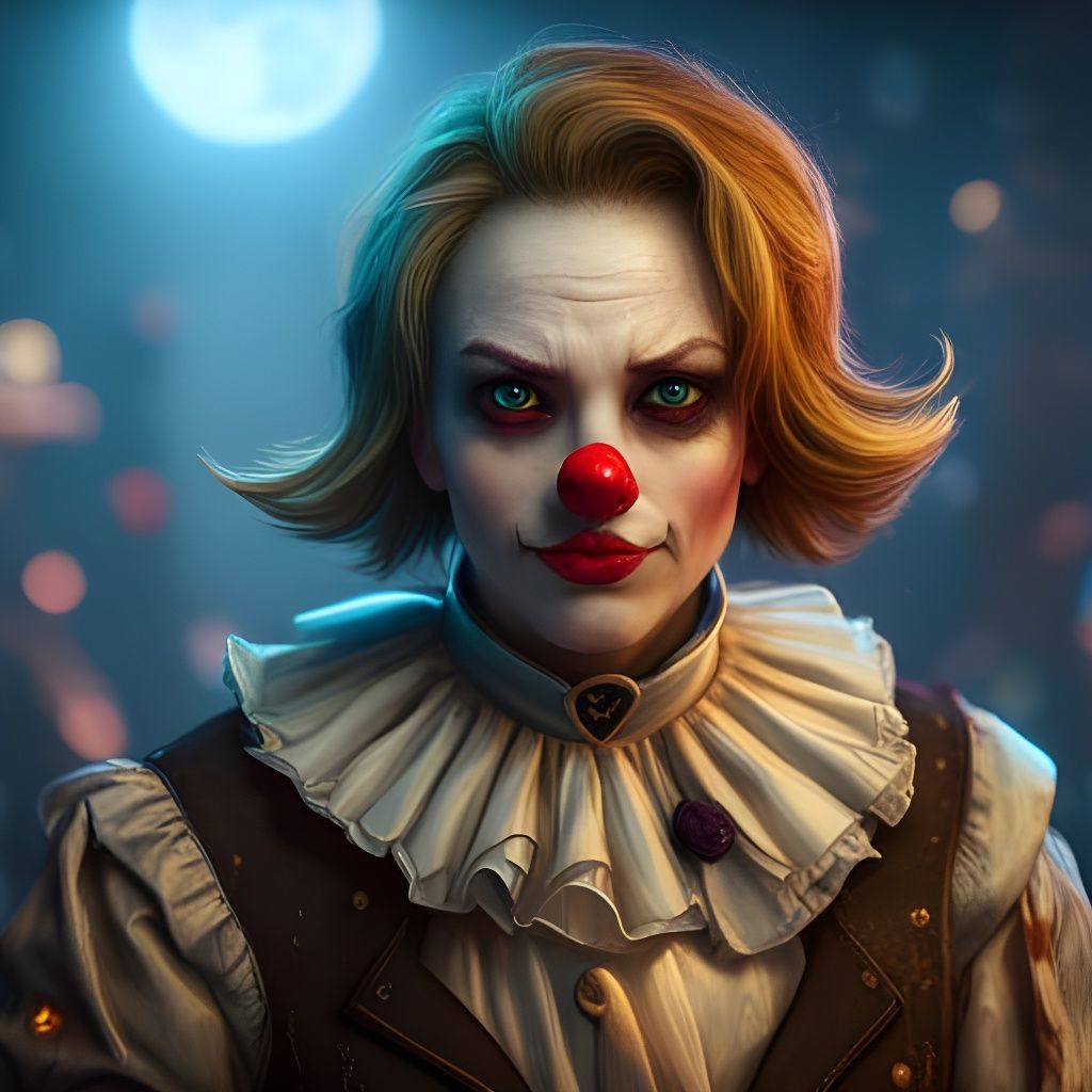 Clown Cat in 3D Game Cinematic Style