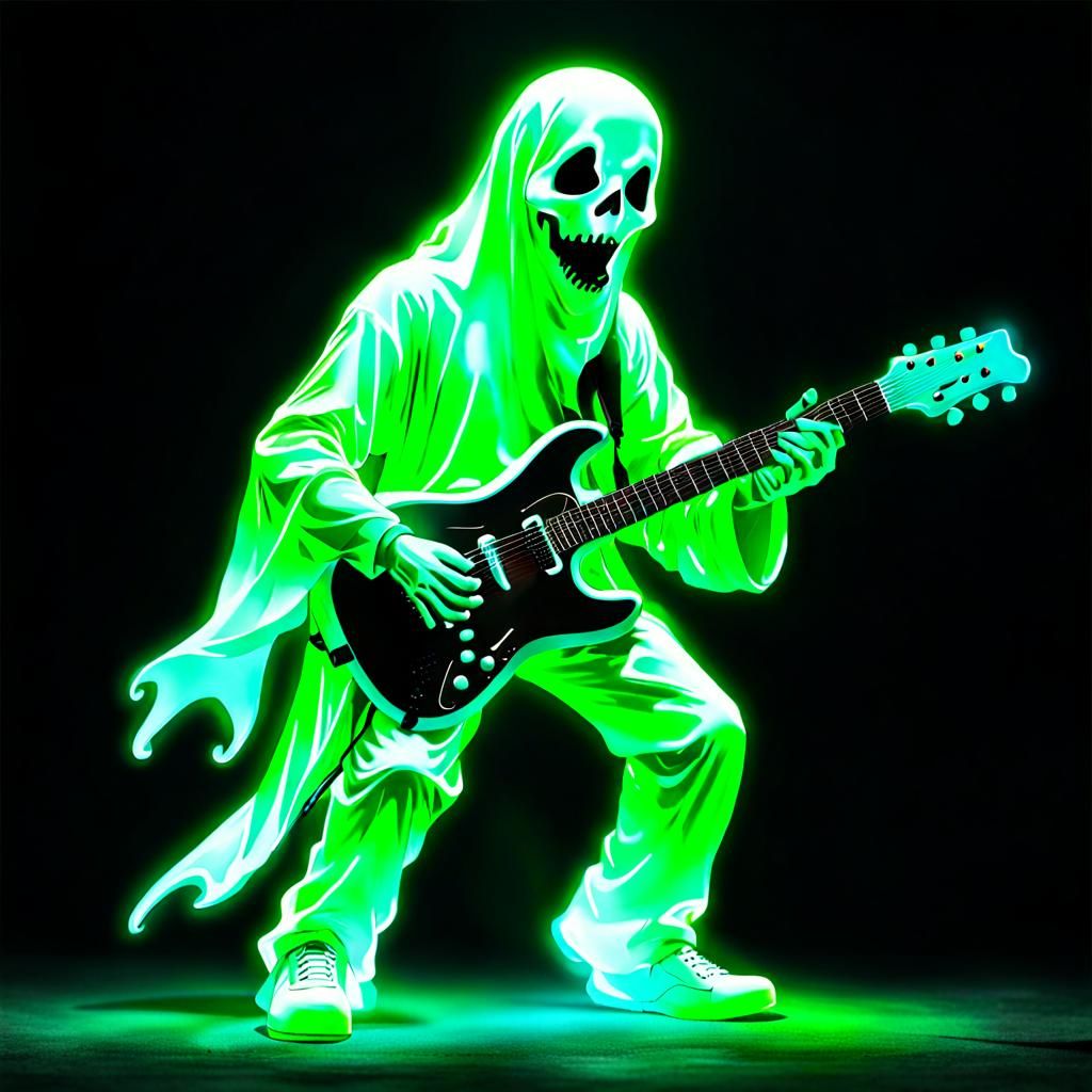 Fluorescent Ghost Plays Electric Guitar